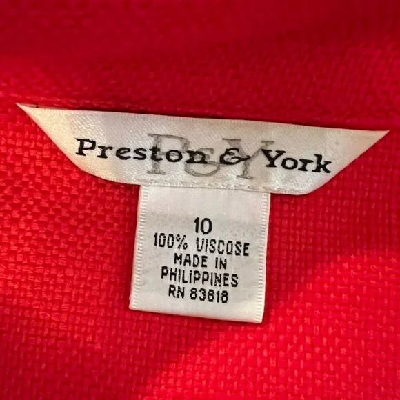 Preston & York Red Blazer white trim stitching Casual Vintage size 10 large - Picture 6 of 7